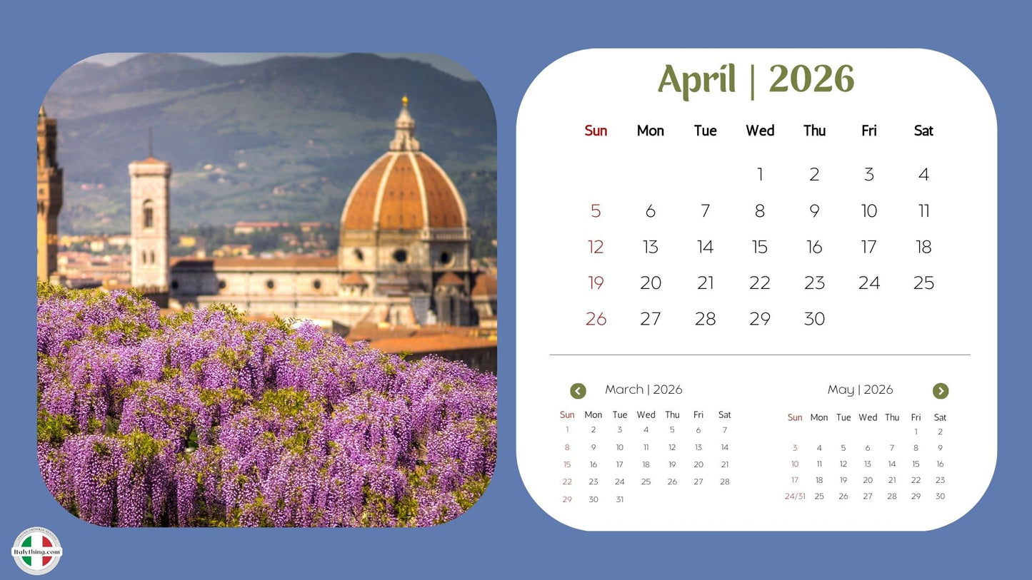 Bella Italia Desk Calendar 2026 — Scenic Italy Travel Desk Calendar