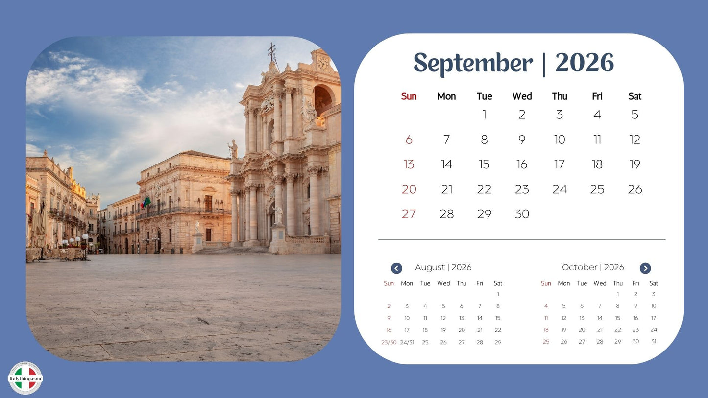 Bella Italia Desk Calendar 2026 — Scenic Italy Travel Desk Calendar
