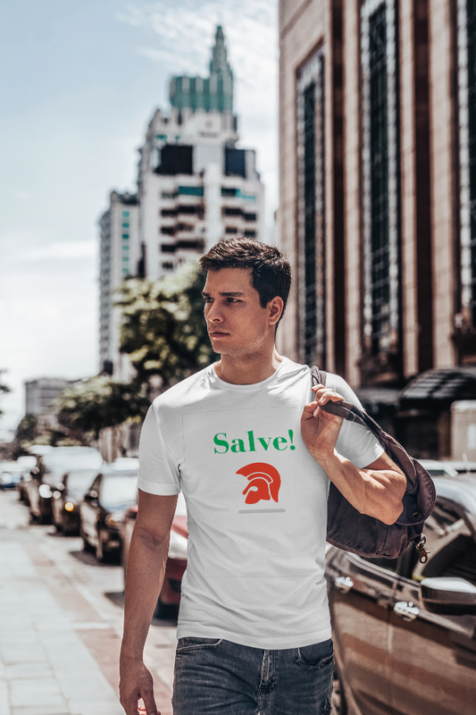 Roman Style T-Shirt Heavy Cotton Tee - Salve! from our Azzurri Collection