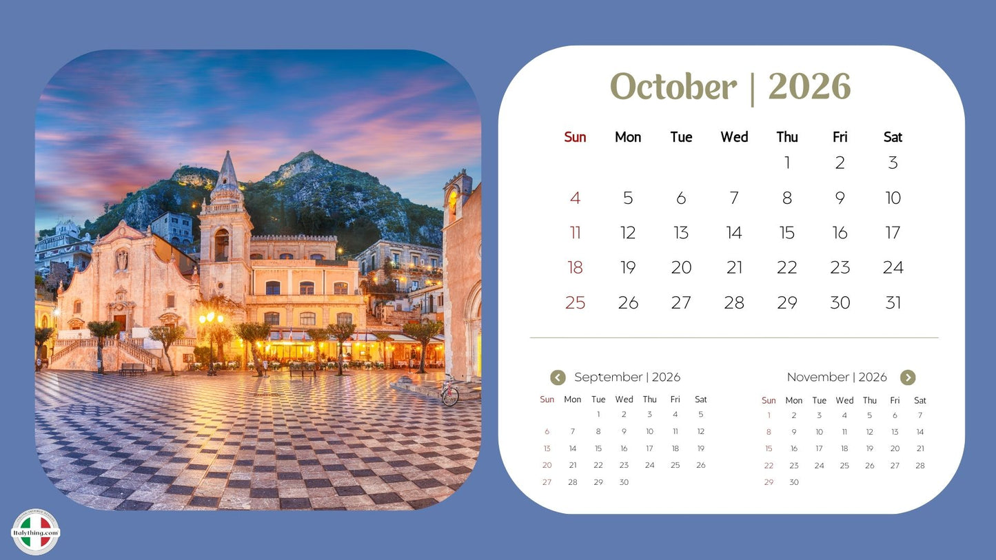 Bella Italia Desk Calendar 2026 — Scenic Italy Travel Desk Calendar