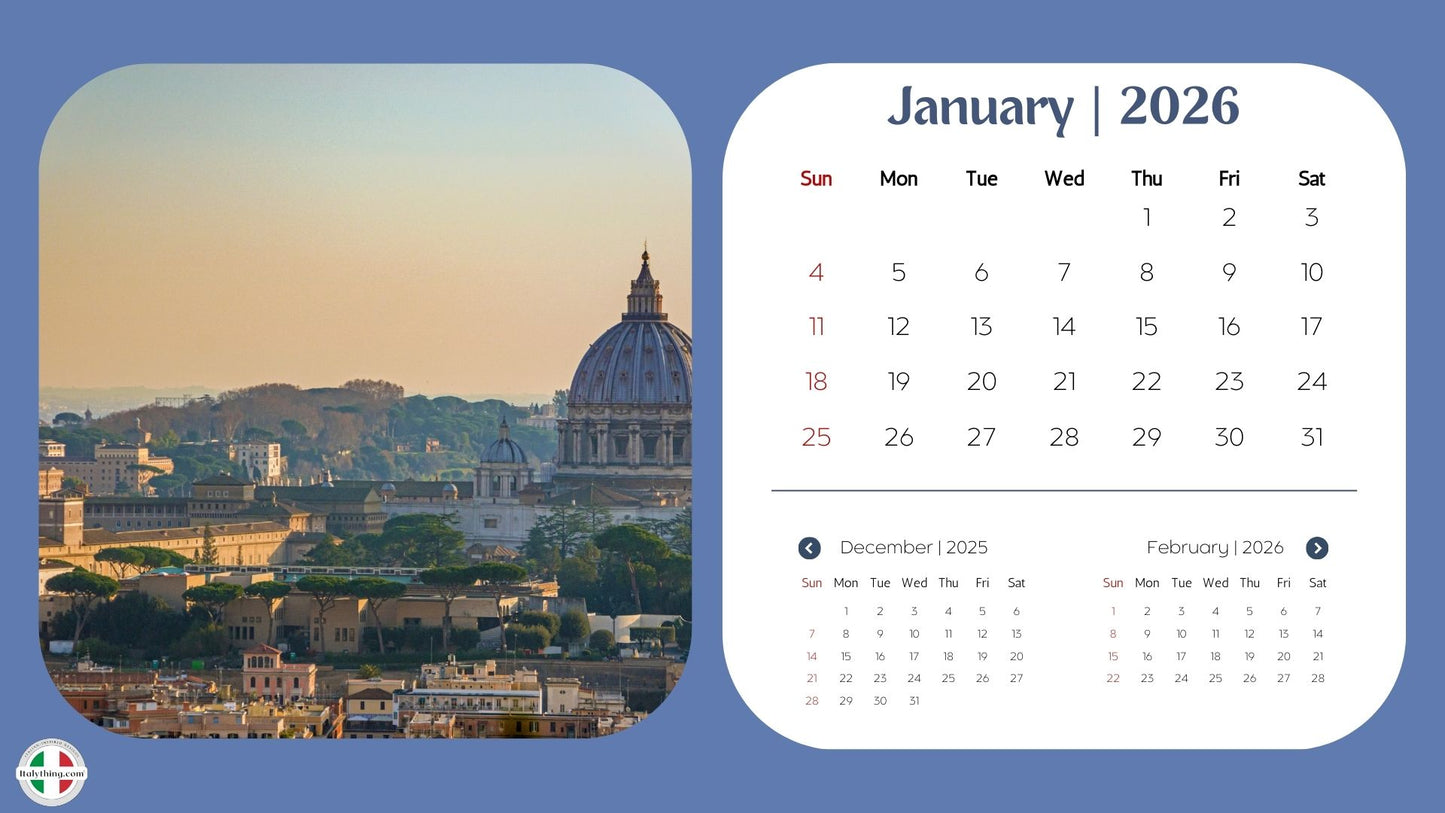 Bella Italia Desk Calendar 2026 — Scenic Italy Travel Desk Calendar