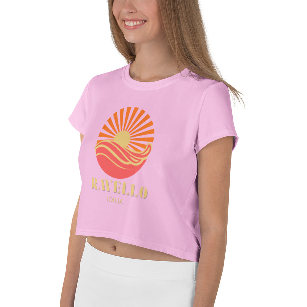 Pinkfarbenes Crop-T-Shirt mit Ravello-Logo – von der Amalfiküste!