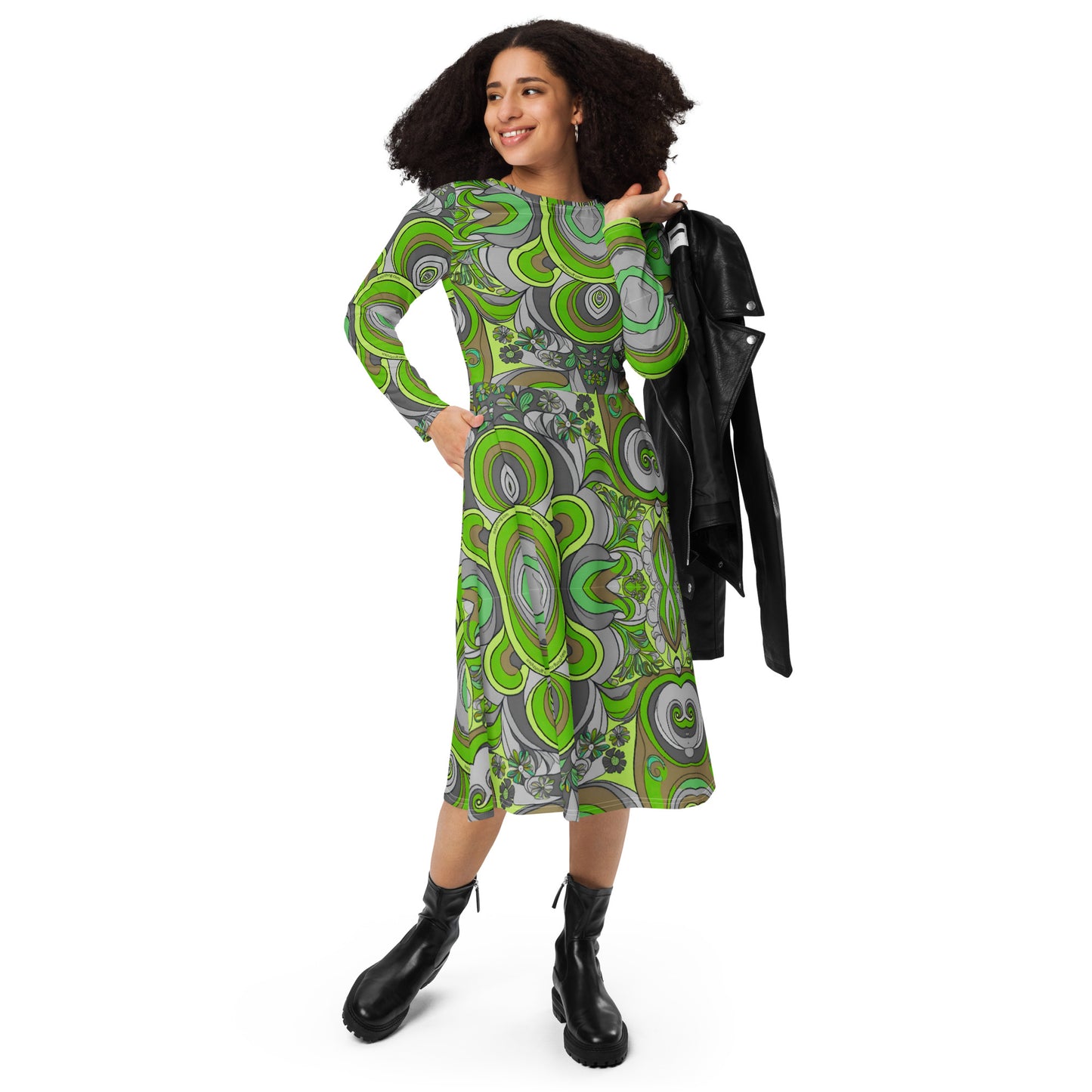 Pucci-inspired Midi-Dress in Green