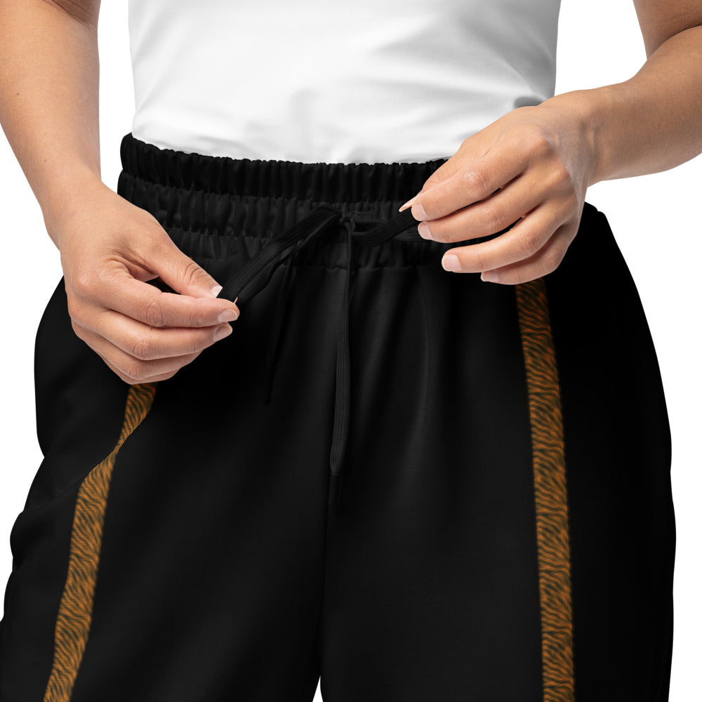 Black Wide-leg joggers with Tiger Stripe