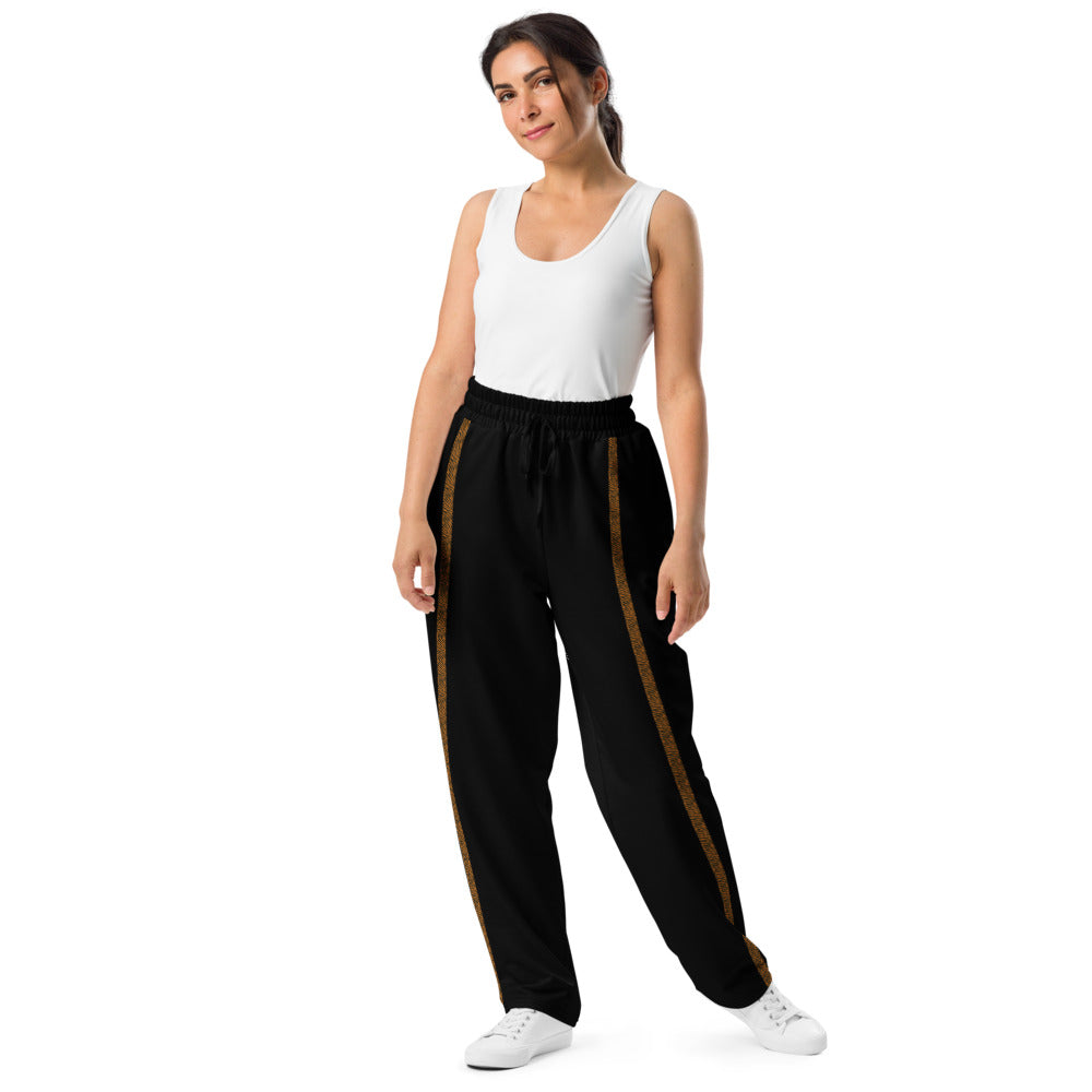 Black Wide-leg joggers with Tiger Stripe