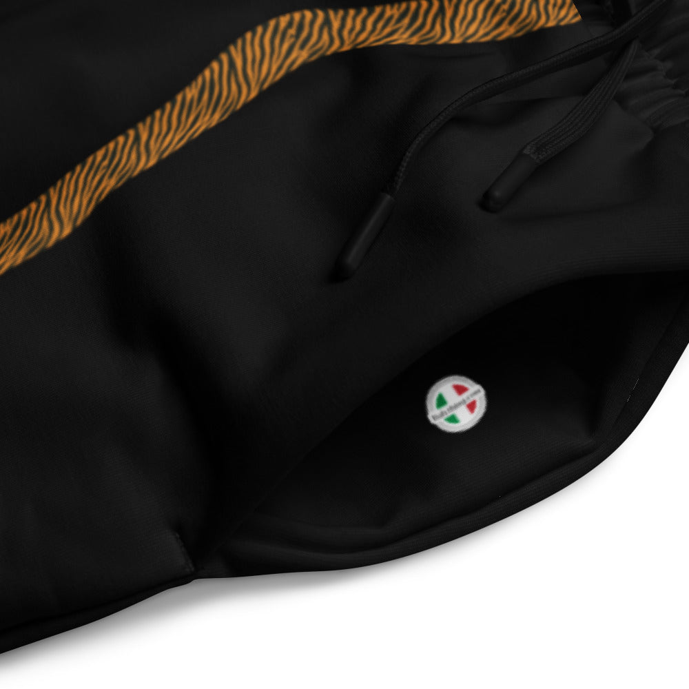 Black Wide-leg joggers with Tiger Stripe