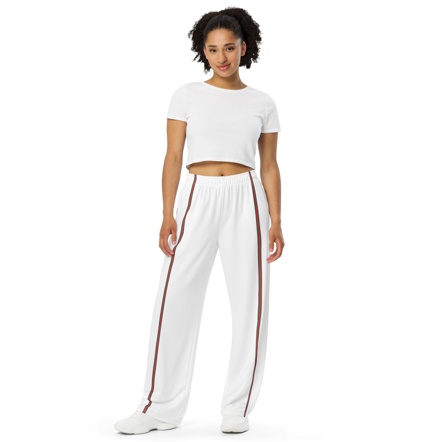 White wide-leg pants with Italian Stripes