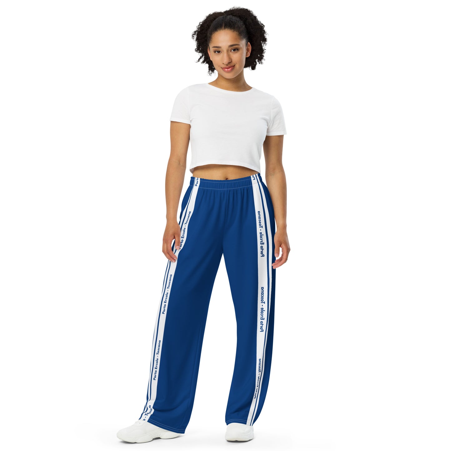 Navy wide-leg pants - with Porto Ercole Branding