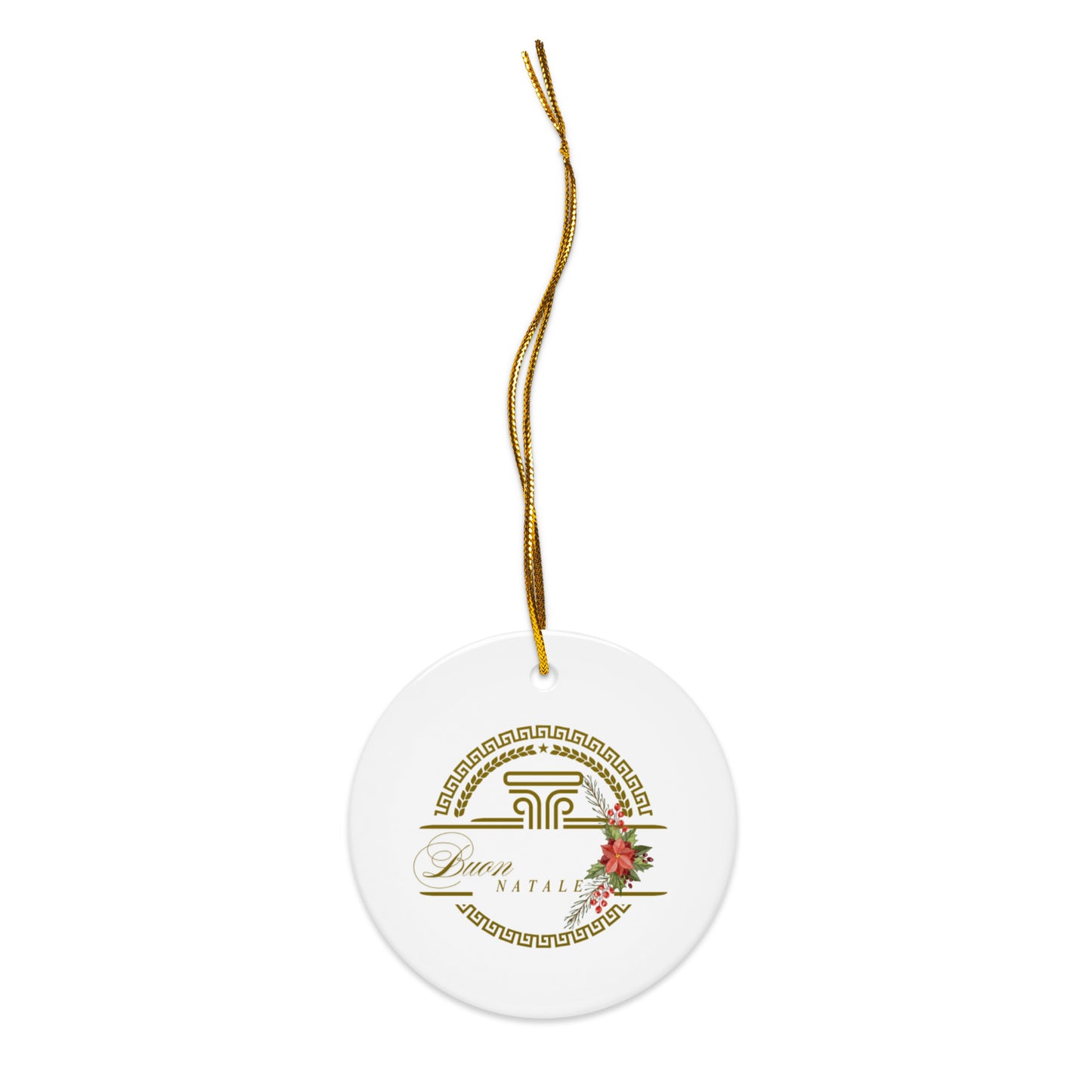 Double-sided ceramic Christmas ornament with Buon Natale Print