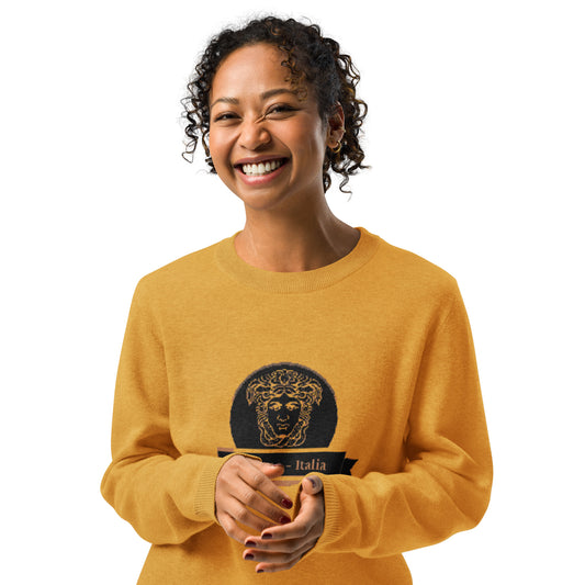 Medusa Milano Mustard Color Knitted crew neck sweater