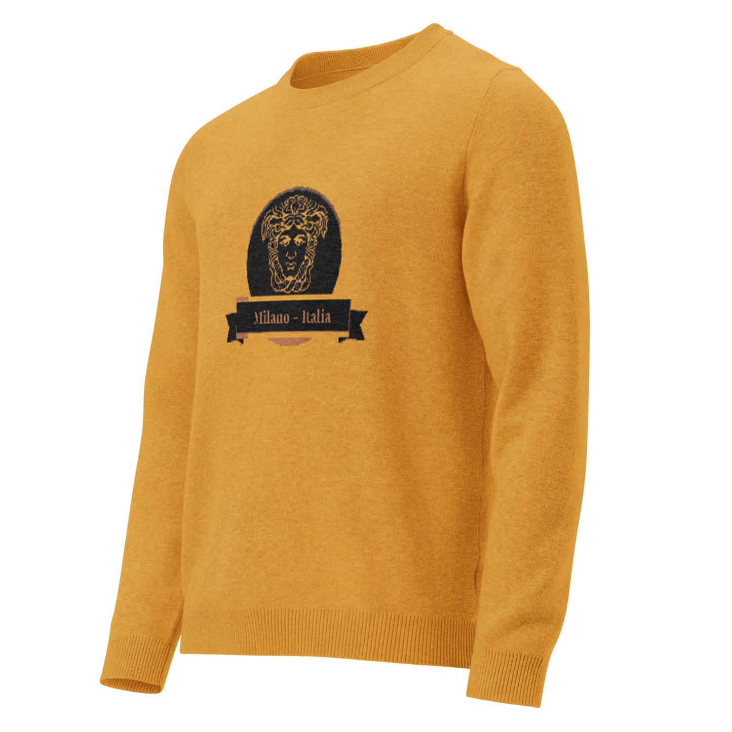 Medusa Mustard Color Knitted crew neck sweater