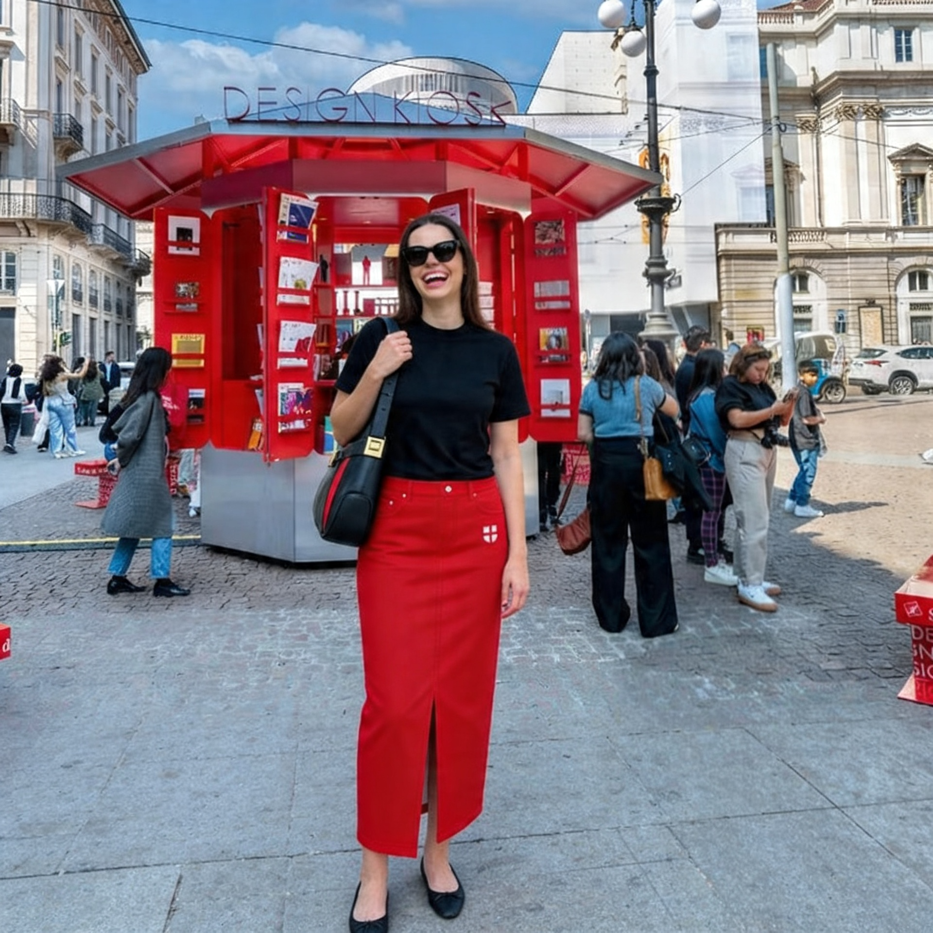 Milano Red Denim Maxi Skirt