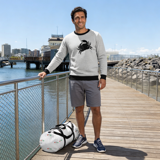 Stunning Maritime Theme Sand Color Knitted crew neck sweater with black Crab logo