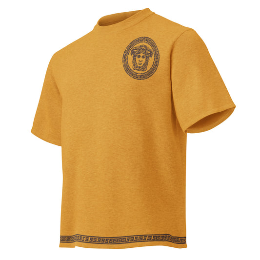 Knitted classic tee Mustard color with Milano Medusa Logo