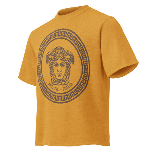 Klassisches Strick-T-Shirt in Senffarbe - Medusa Milano