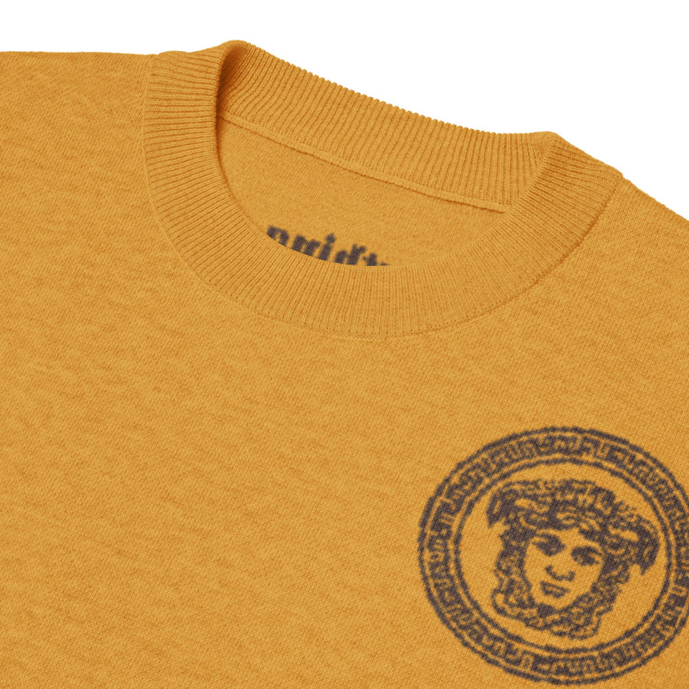 Knitted classic tee Mustard color with Medusa Print