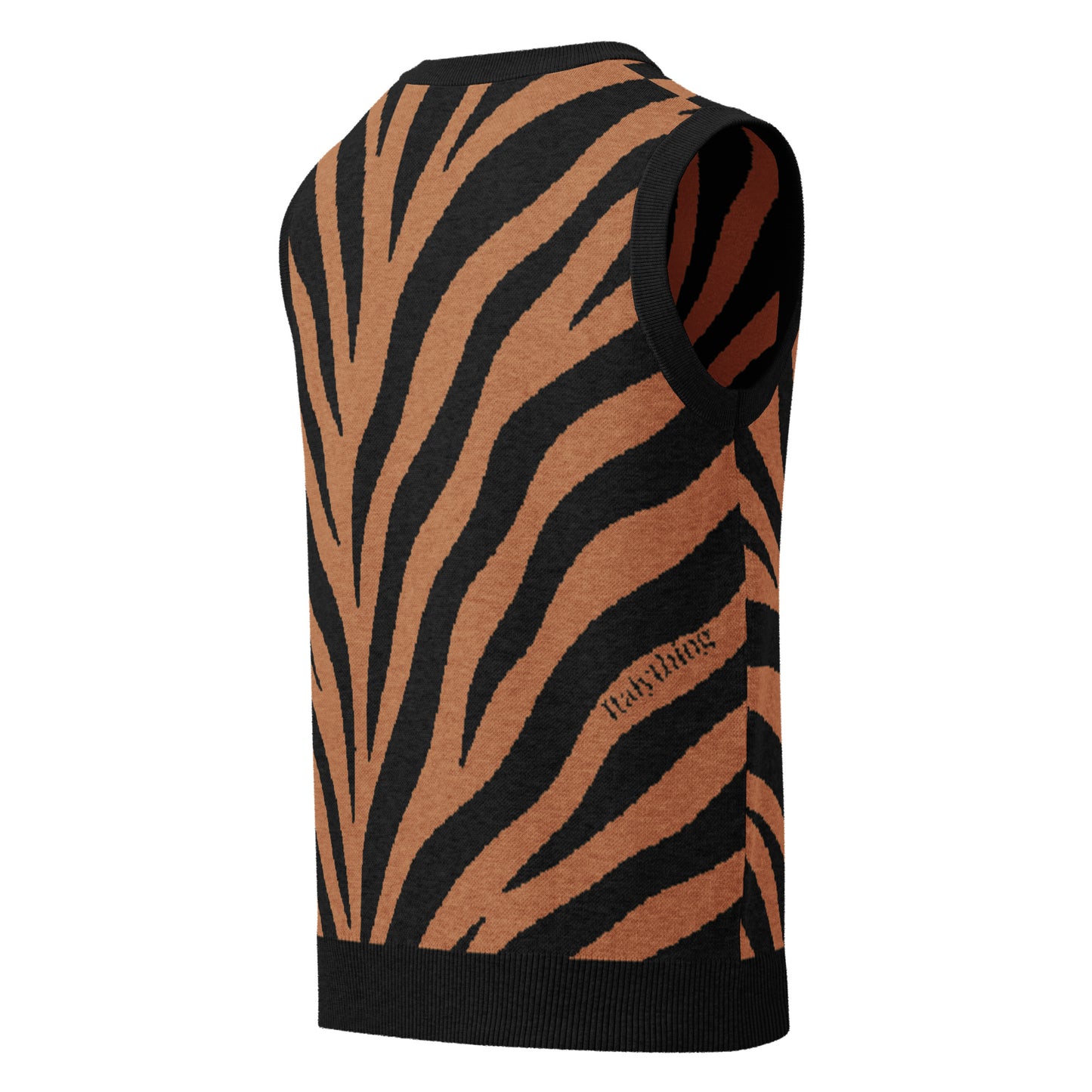 Tiger Print Knit V-neck vest