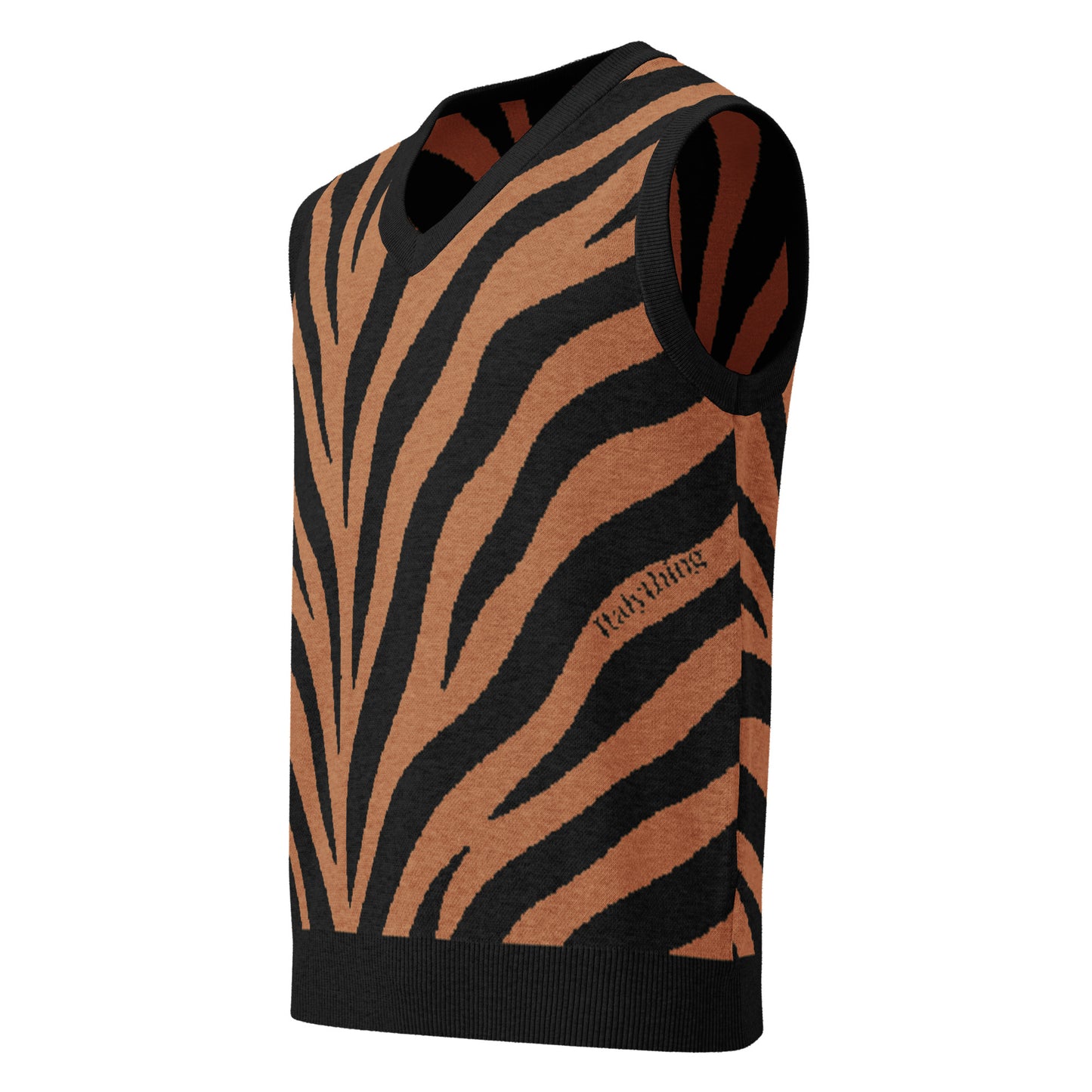 Tiger Print Knit V-neck vest