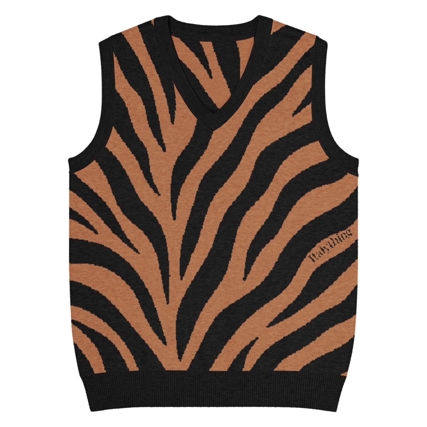 Tiger Print Knit V-neck vest