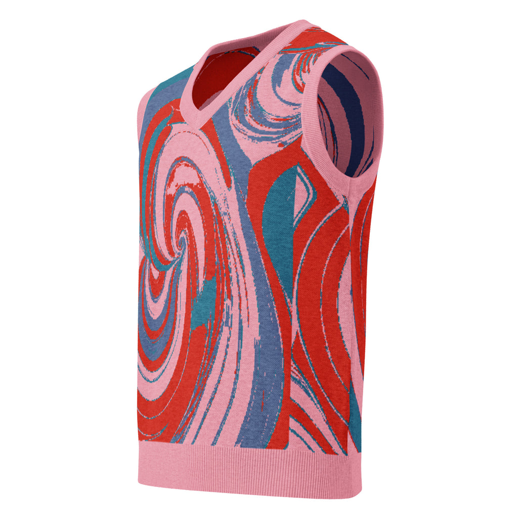 Pucci-Style Pink Knit V-neck vest