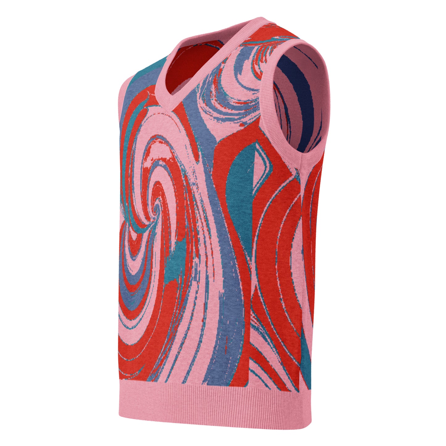 Pucci-Style Pink Knit V-neck vest