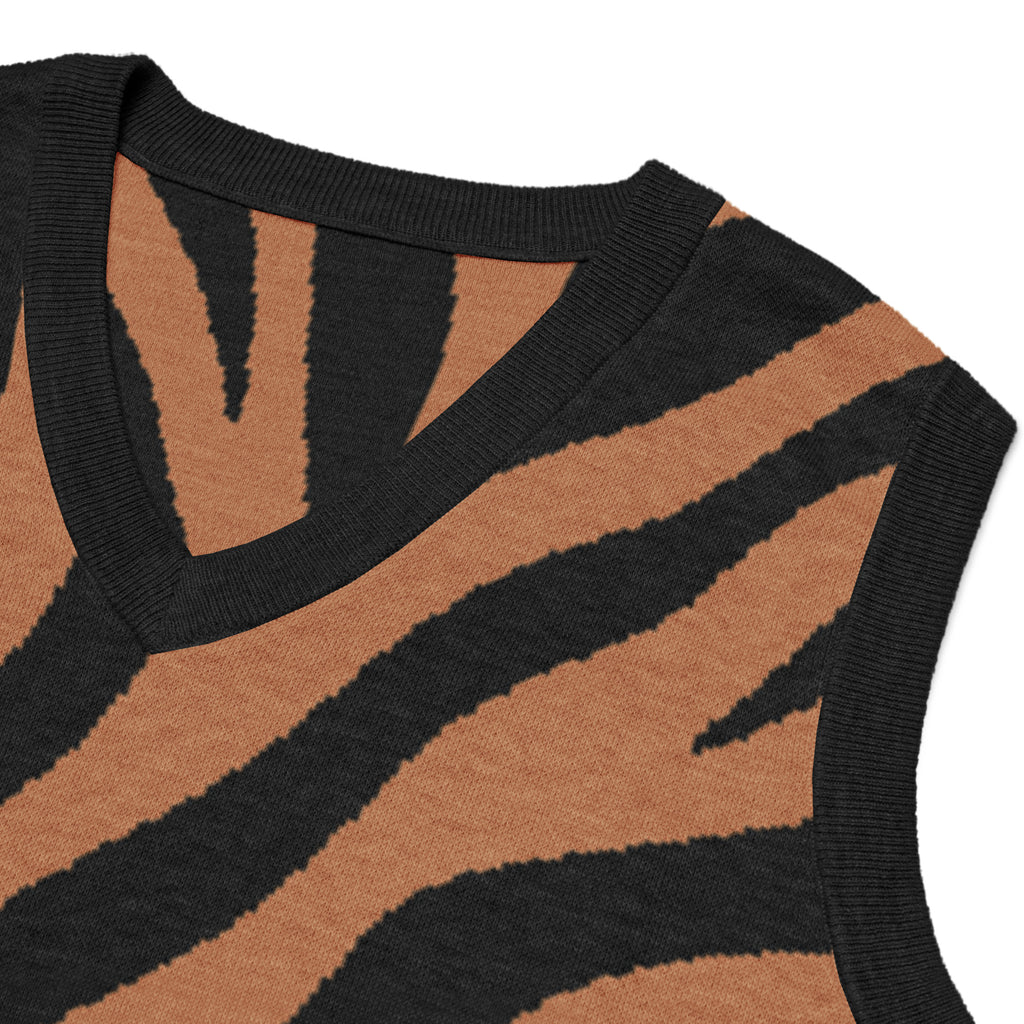 Strickweste mit Tigerprint und V-Ausschnitt