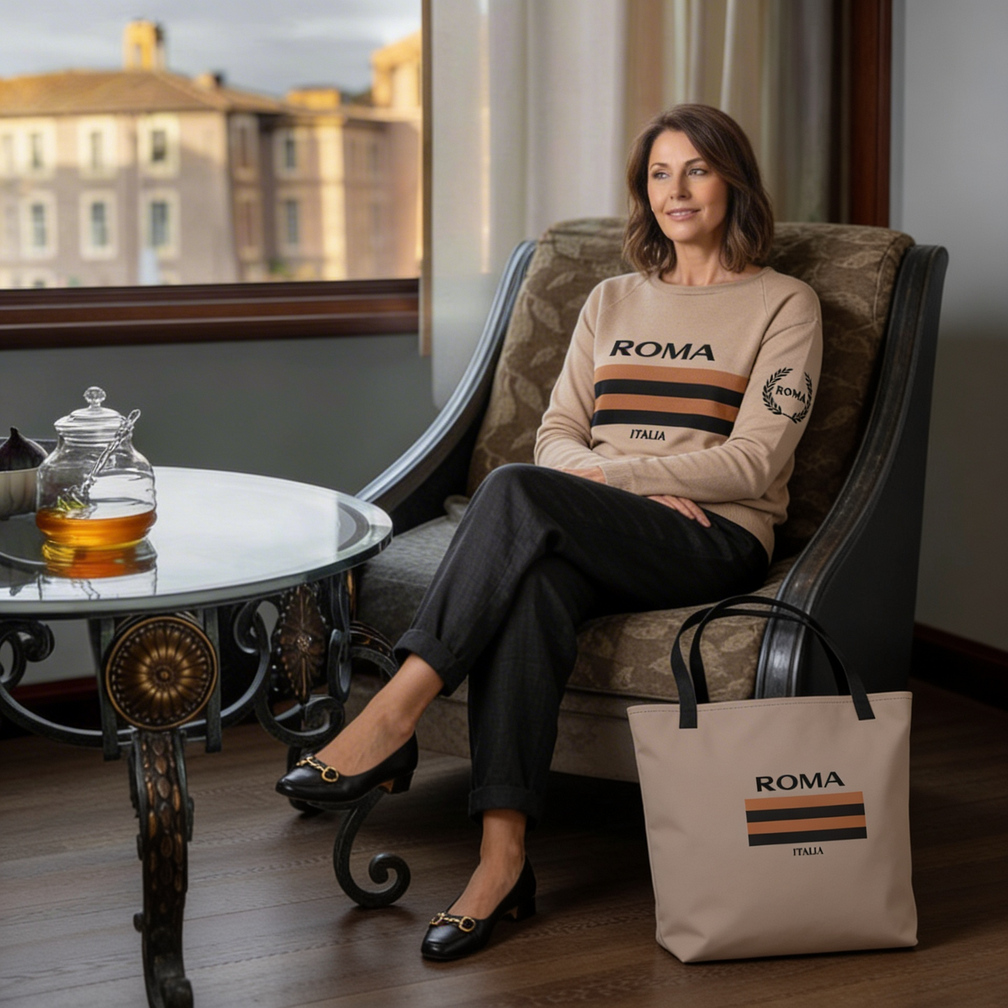 Rome Women’s straight knitted sweater with unique Italian Design