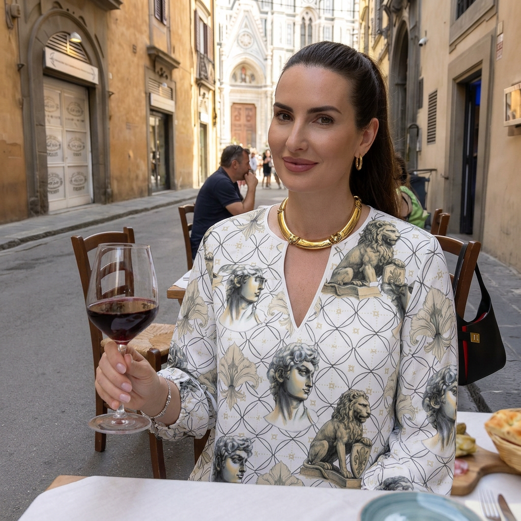 Firenze Arte Silk Satin Womens Blouse