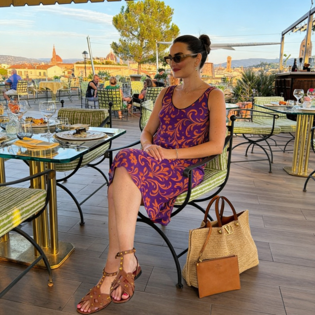 Florence Art Sleeveless Midi Dress