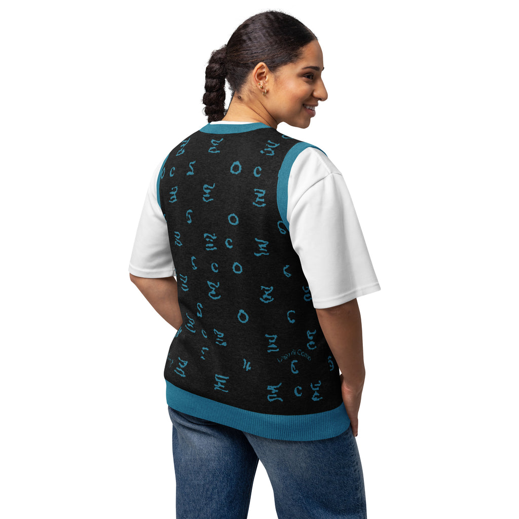 Lago di Como Navy Knit V-neck vest