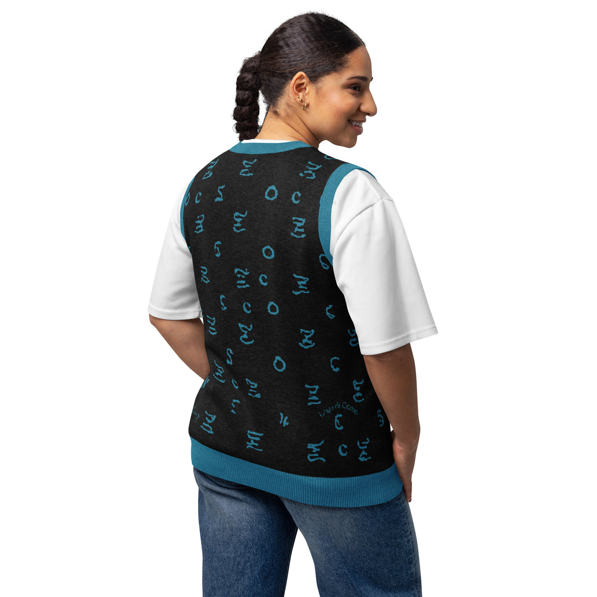 Lago di Como Navy Knit V-neck vest