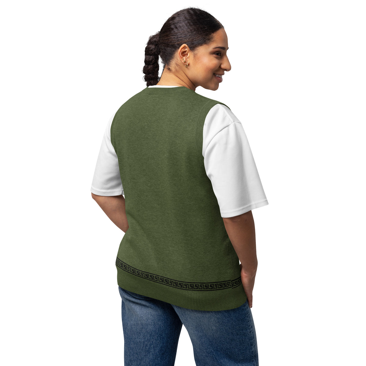 Milano Lion Burnt Olive Knit V-neck vest