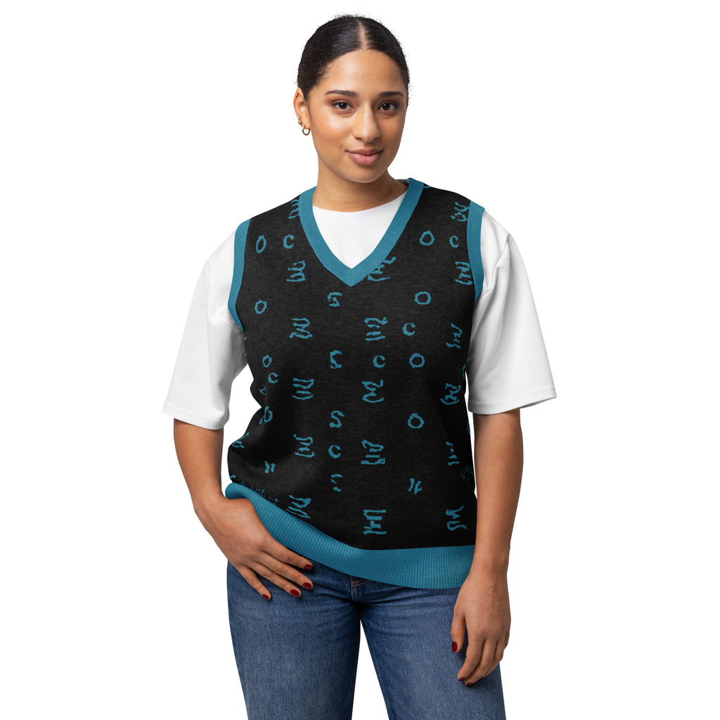 Lago di Como Navy Knit V-neck vest