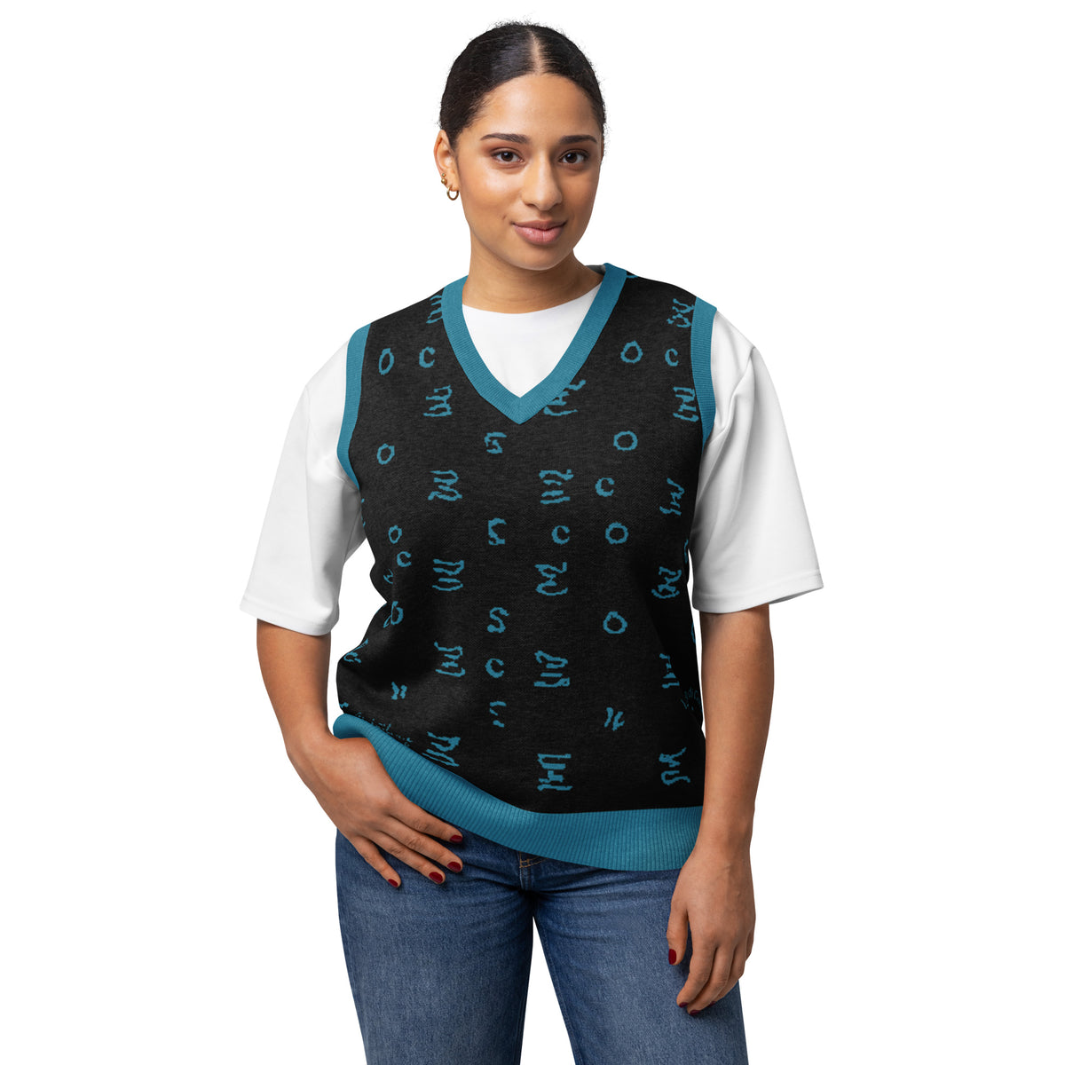 Lago di Como Navy Knit V-neck vest