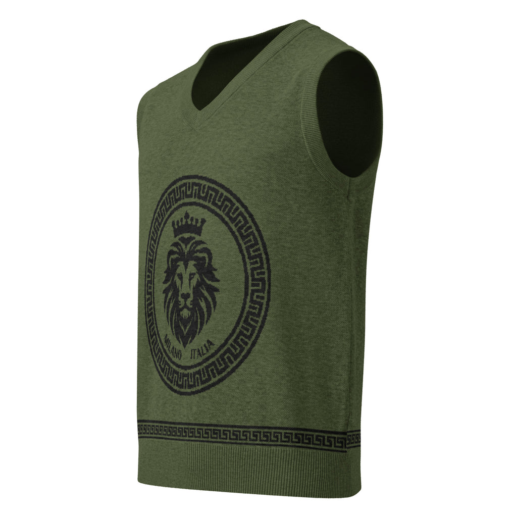 Milano Lion Burnt Olive Knit V-neck vest