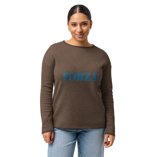 Toffee Color Women’s straight bottom knitted sweater with Italian slogans