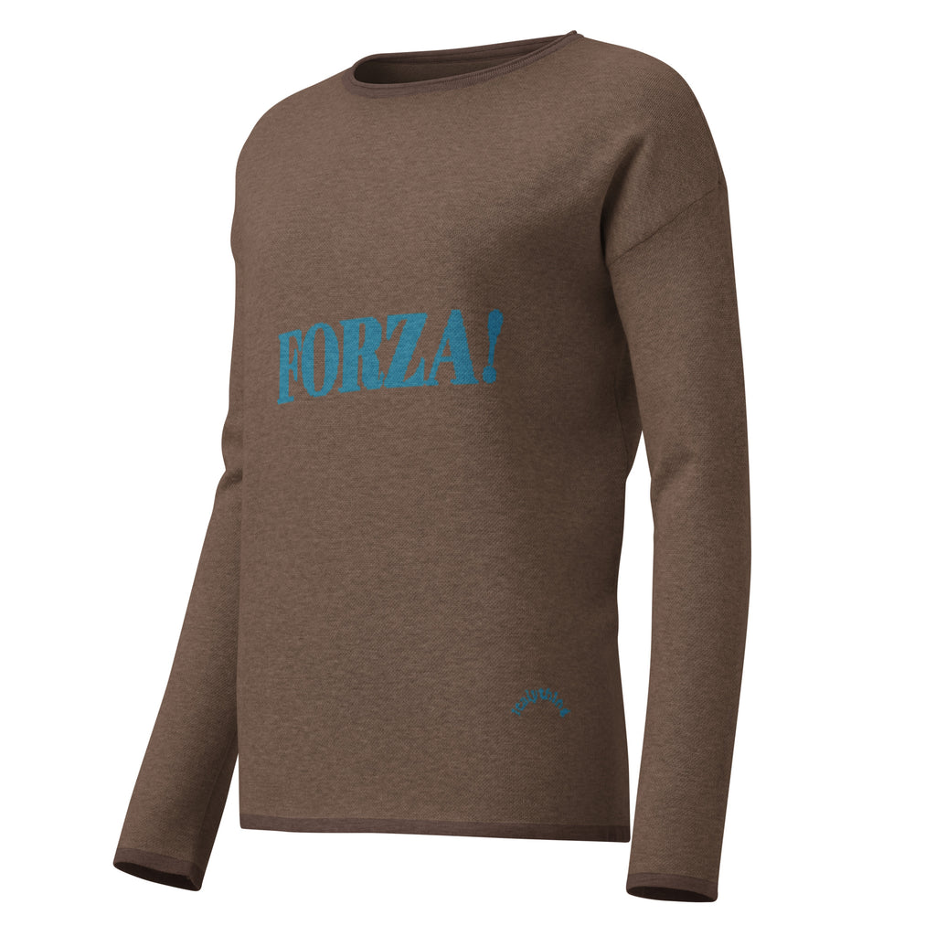 Toffee Color Women’s straight bottom knitted sweater with Italian slogans