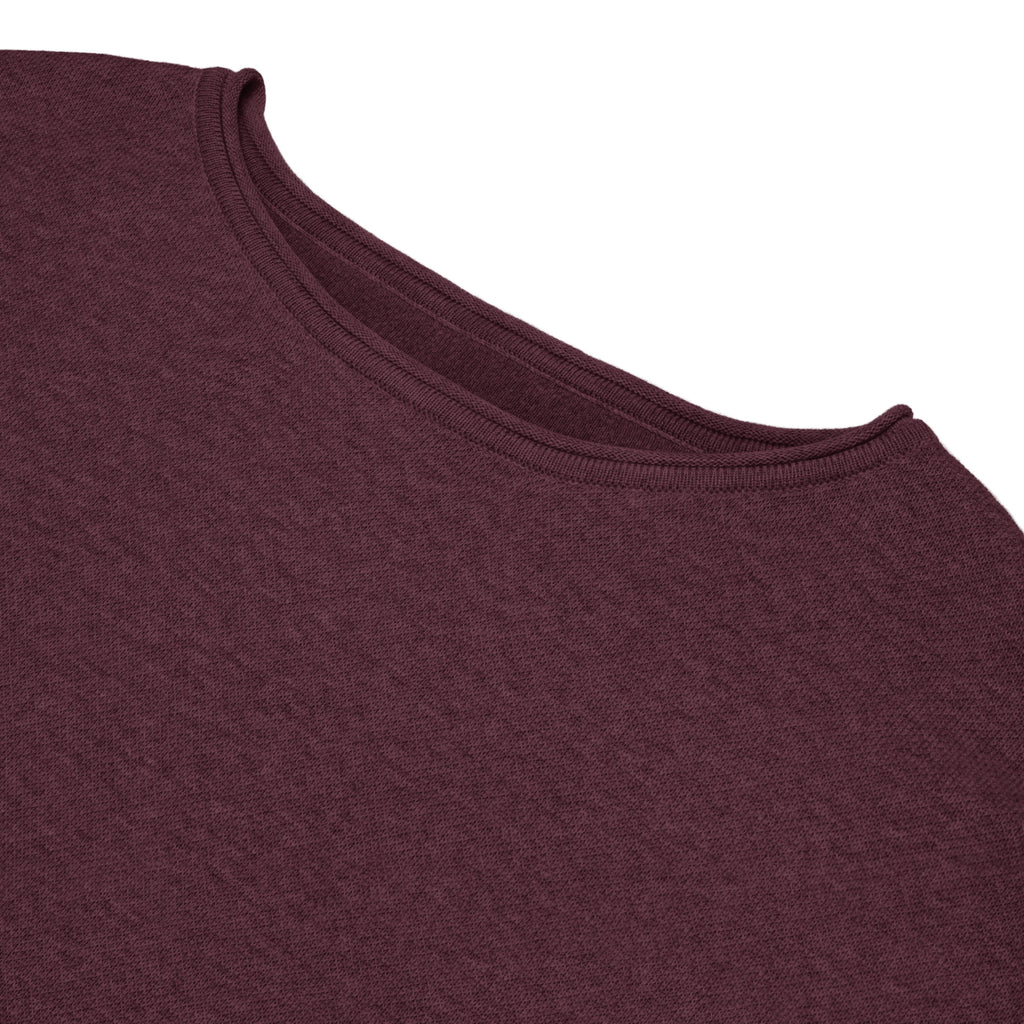 Elegant Merlot colored Women’s straight bottom knitted sweater with Roman Border