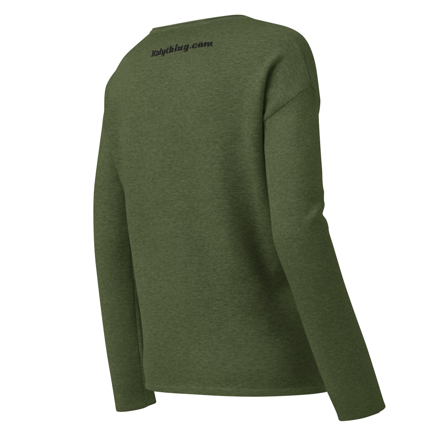 Olive Colour Women’s straight bottom knitted sweater with Italian Floral Design