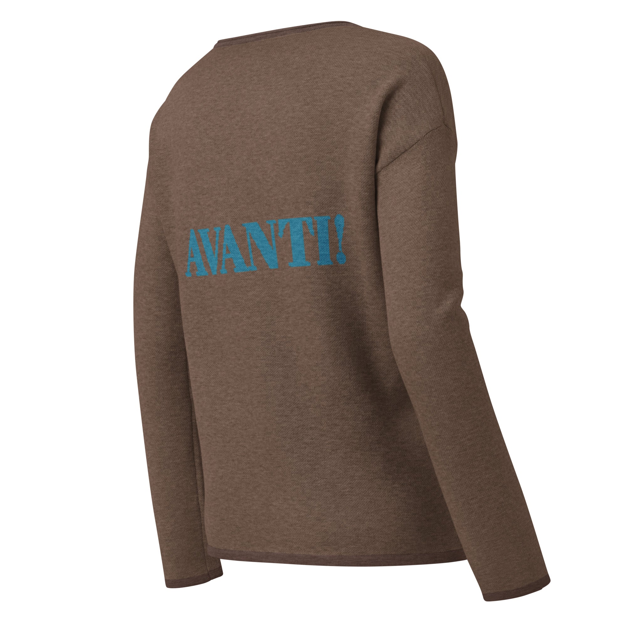 Toffee Color Women’s straight bottom knitted sweater with Italian slogans